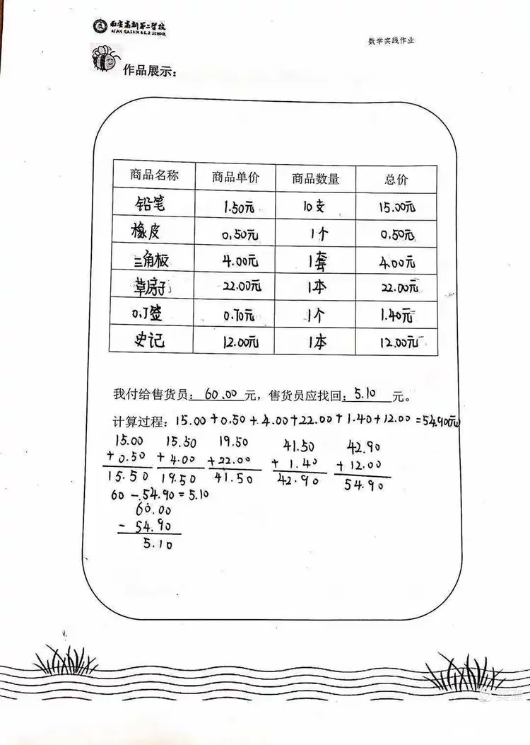 小数在购物中的应用的探究